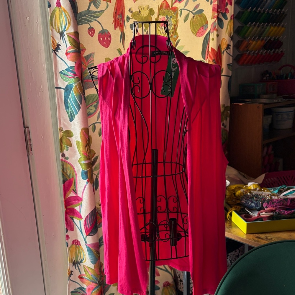 Bright Pink Open-Front Women's Cardigan